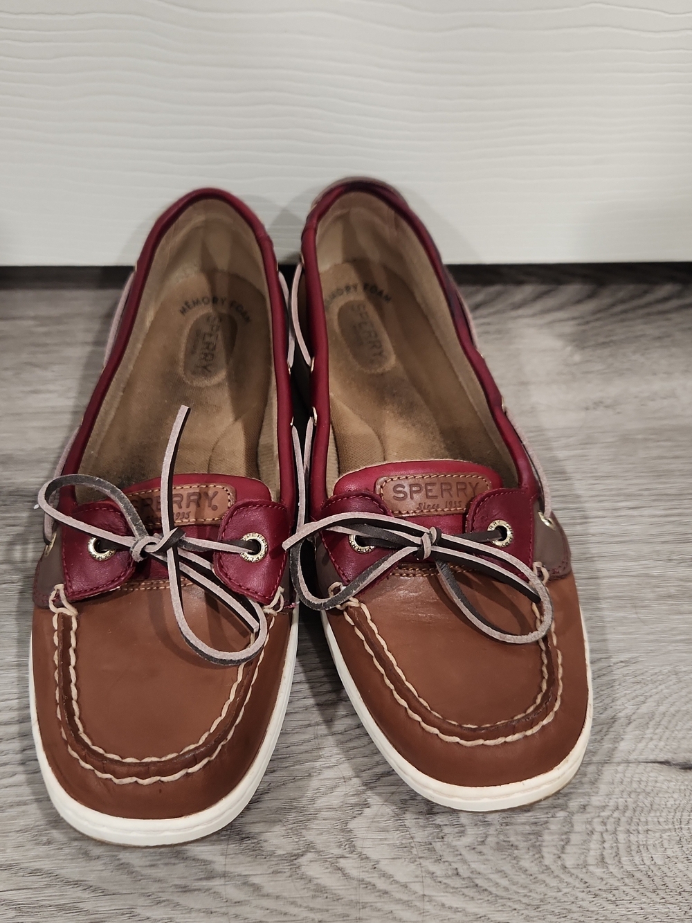 Sperry Top-Slider Anglefish Varsity Boat Shoes Womens Size 10 Brown Leather - Picture 2 of 7